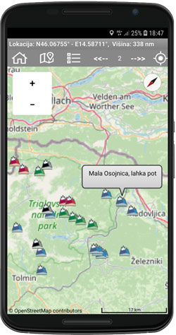 Meni mobilne aplikacije z izleti po Sloveniji.