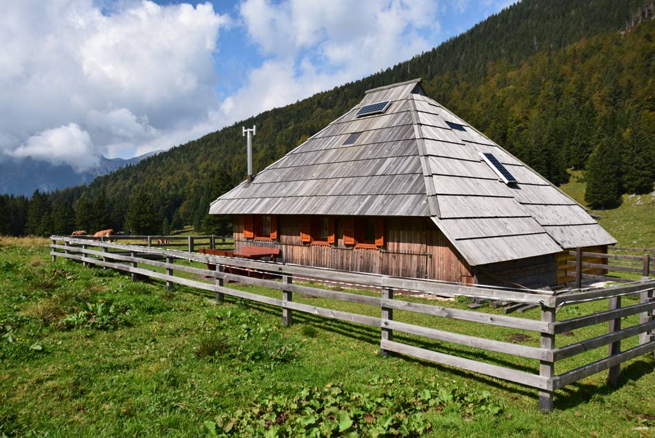 Lepo ohranjen pastirski stan na planini Dol v Kamniško-Savinjskih Alpah.
