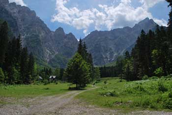 Robanov kot je znamenita alpska zatrepna dolina, ki jo obdajajo visoke gore.