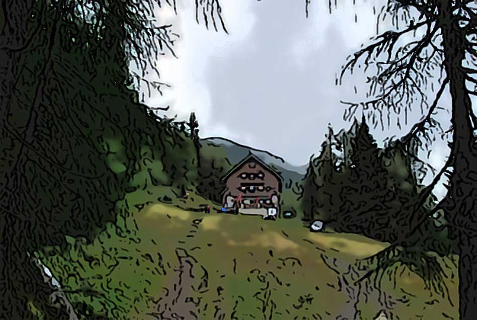 Dom na Peci se nahaja na poti na koroško legendarno goro.