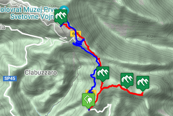 GPS sled prikazuje pešpot, ki nas po pogorju Kolovrat pripelje na odmaknjen vrh Očna.